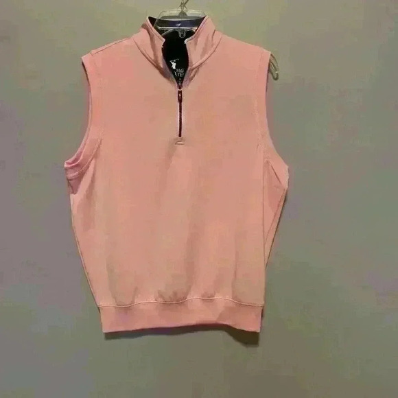 Fairway Greene Tech Vest Mens Small Pink FG Golf 1/4 Zip Performance Stretch EUC - Picture 1 of 3